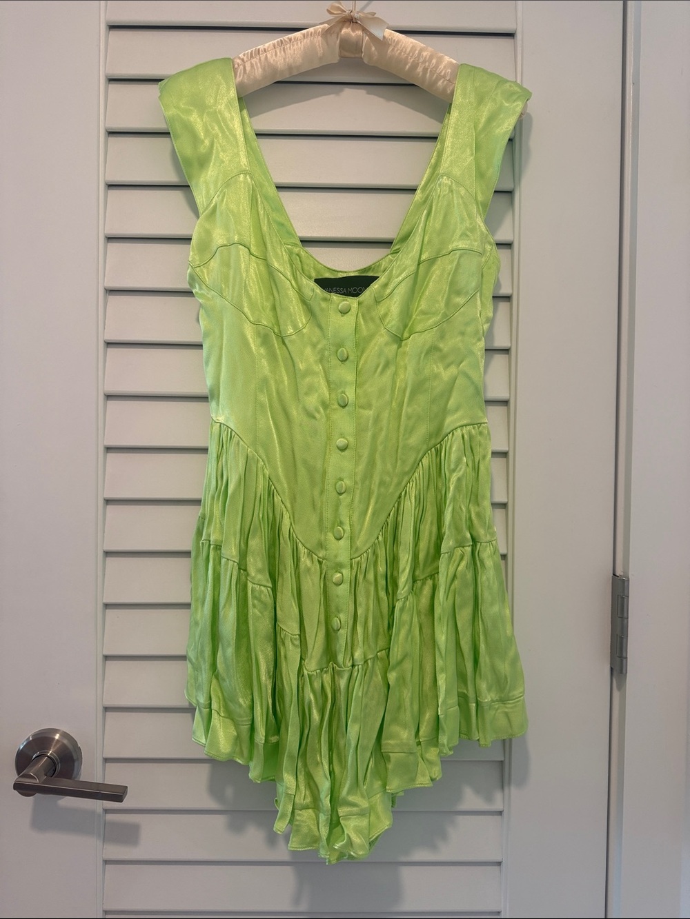 Vanessa Mooney Neon Lime Satin Blazer
